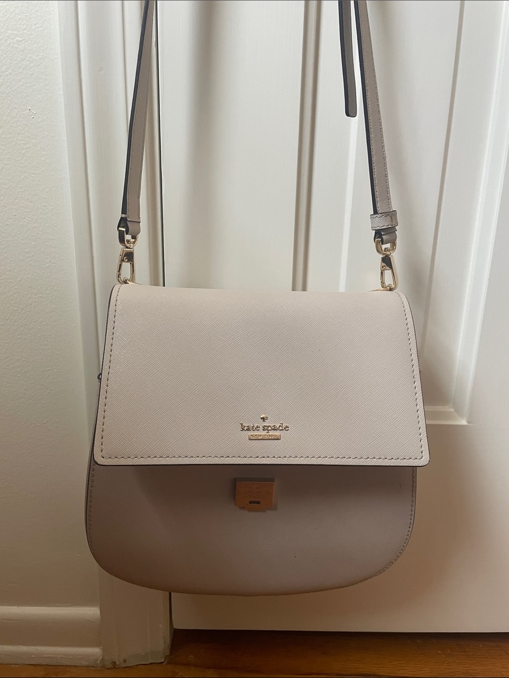 kate spade Cream Saffiano Crossbody Bag with Gold Hardware
